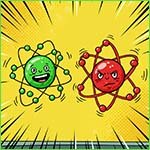 Comic style image of ions.